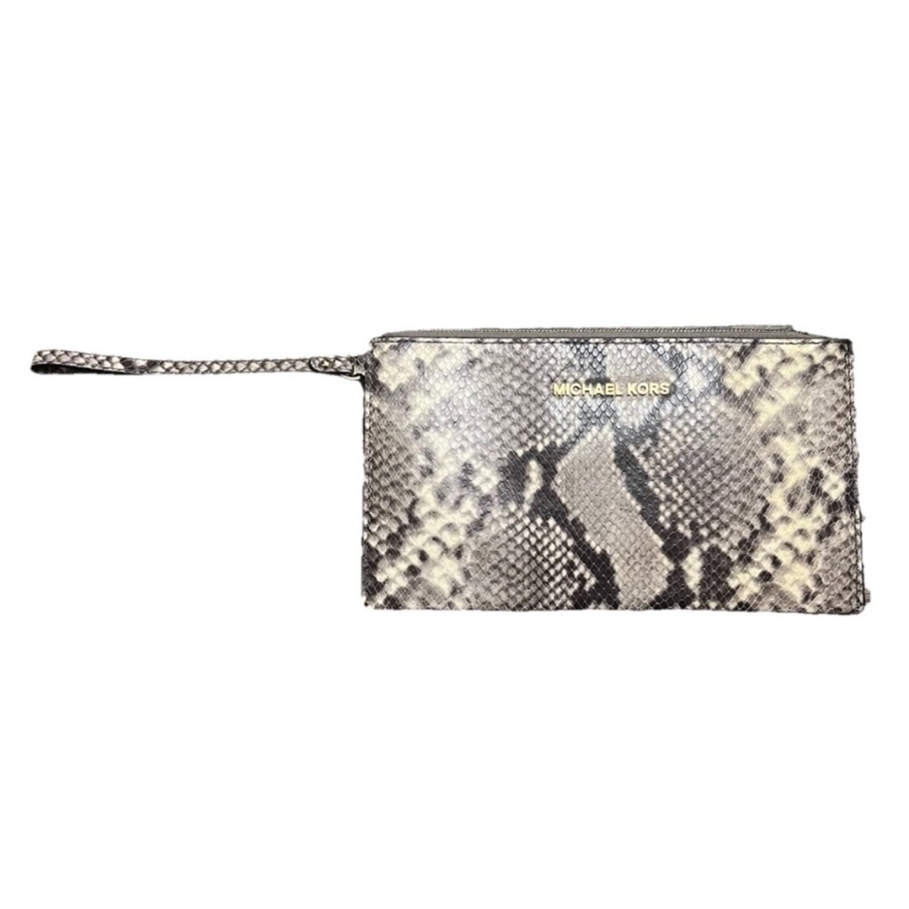 Michael Kors Gray Snake Print Wristlet
